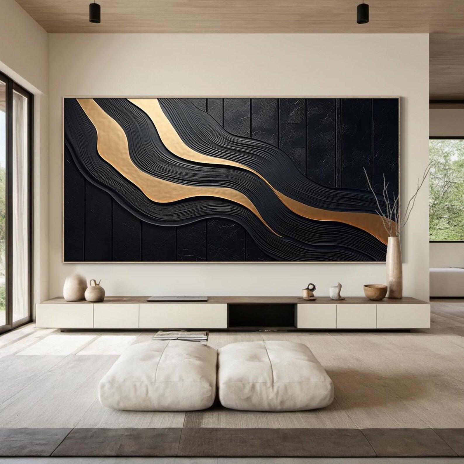 The Golden Void - Large Abstract Textured Painting