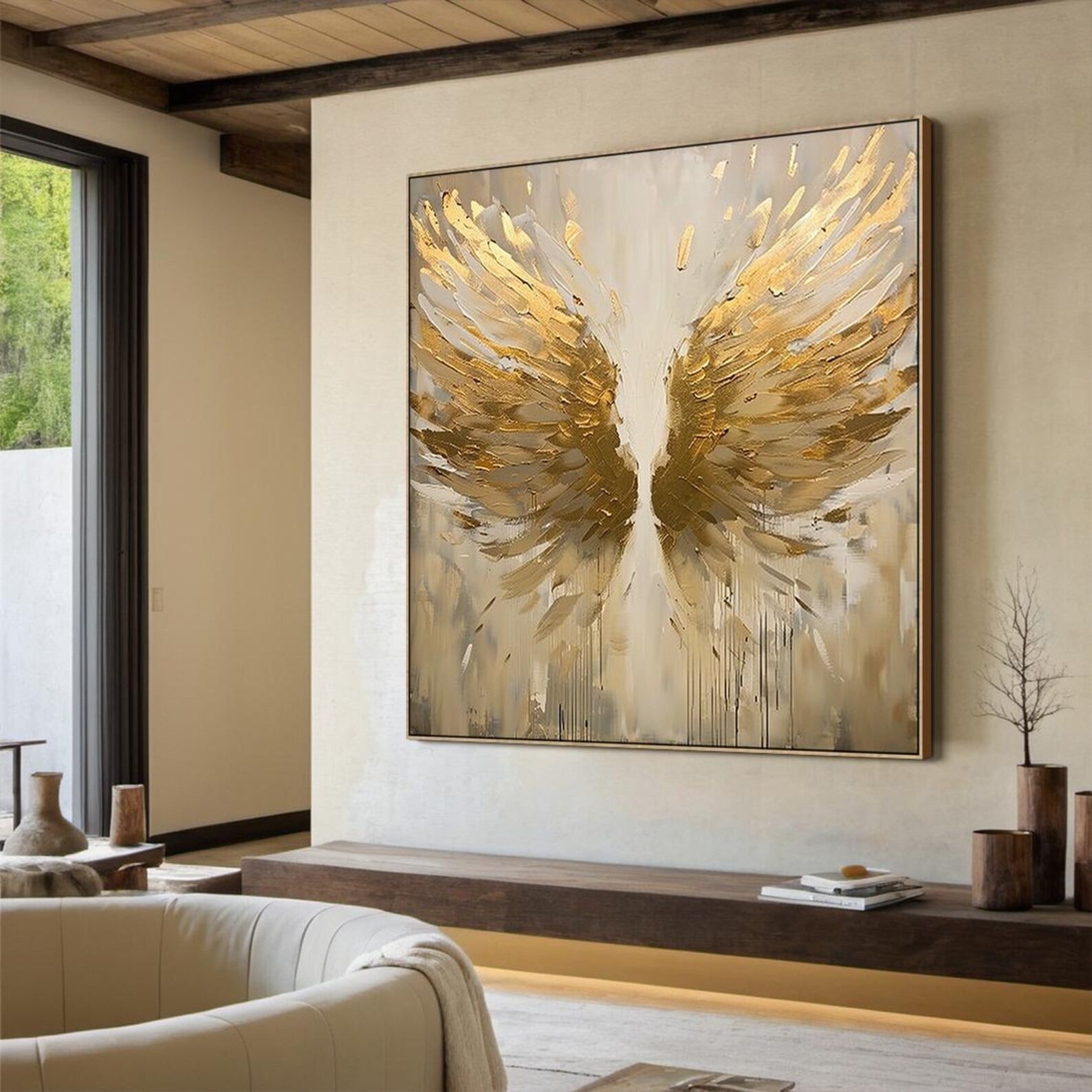 Golden Radiance - Large Abstract Textured Painting