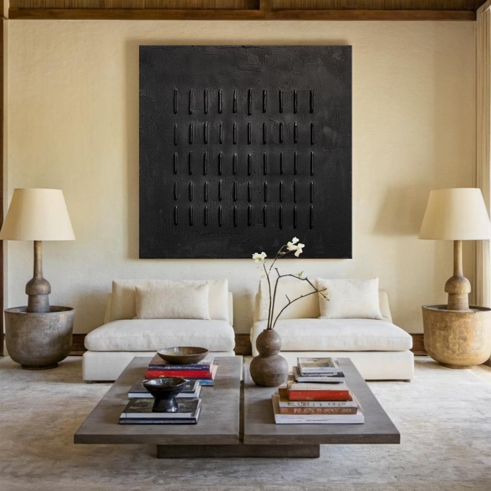 The Grace of Black - Large Abstract Textured Painting
