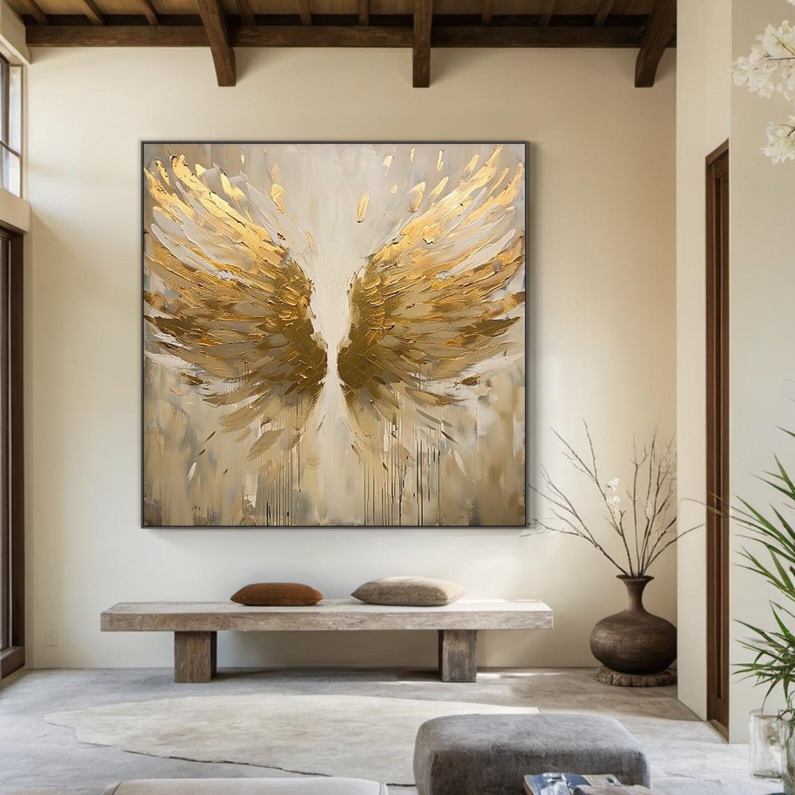 Golden Radiance - Large Abstract Textured Painting