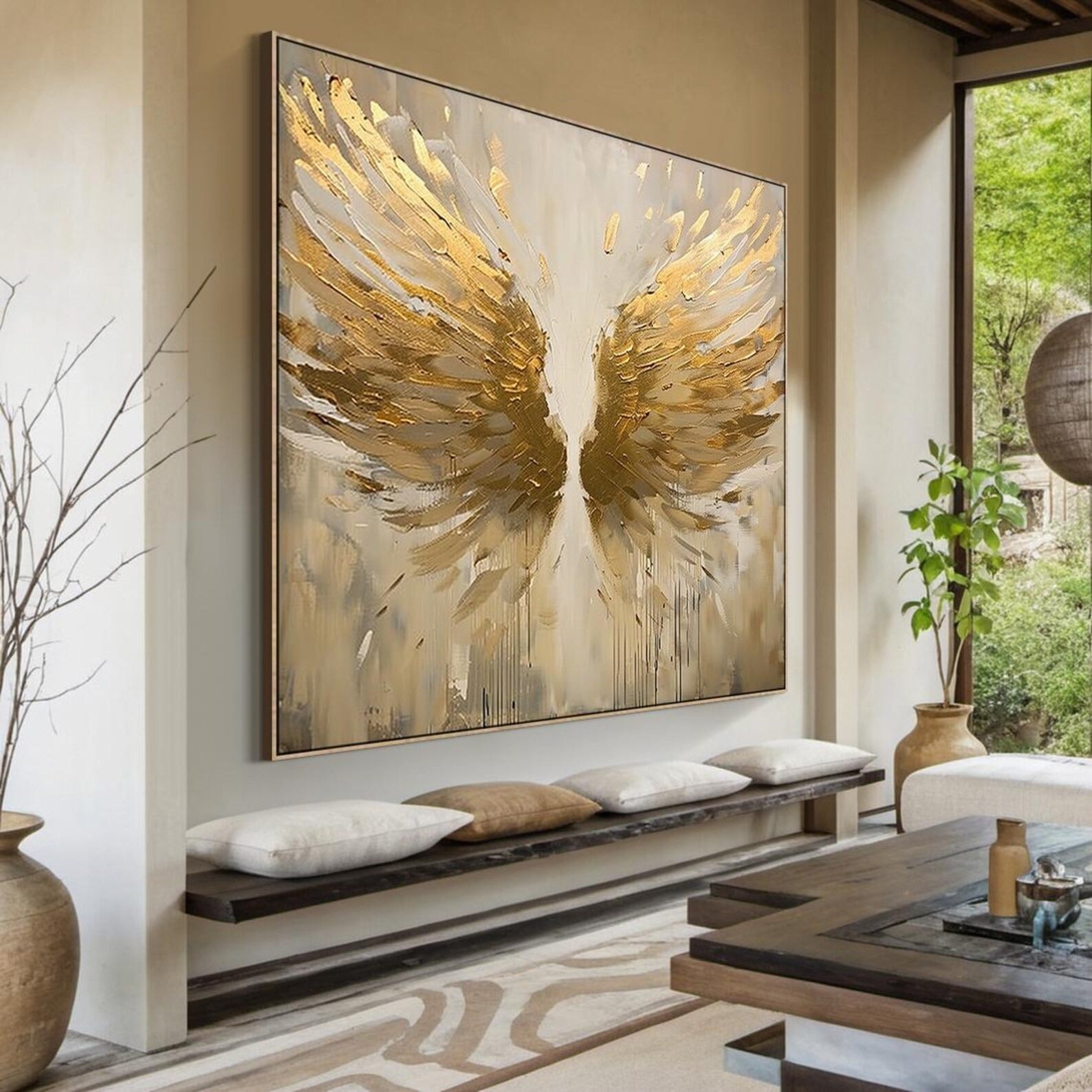 Golden Radiance - Large Abstract Textured Painting