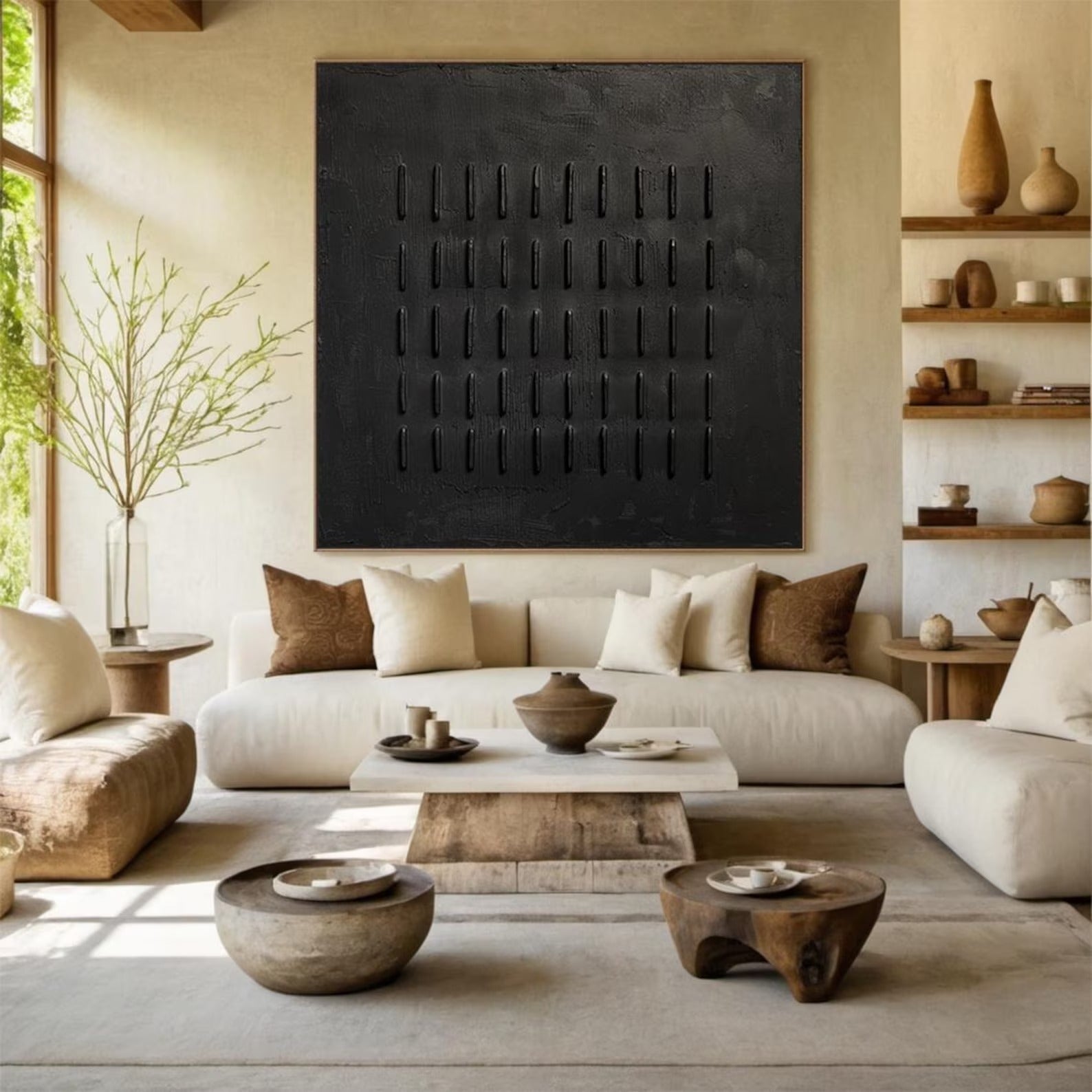 The Grace of Black - Large Abstract Textured Painting