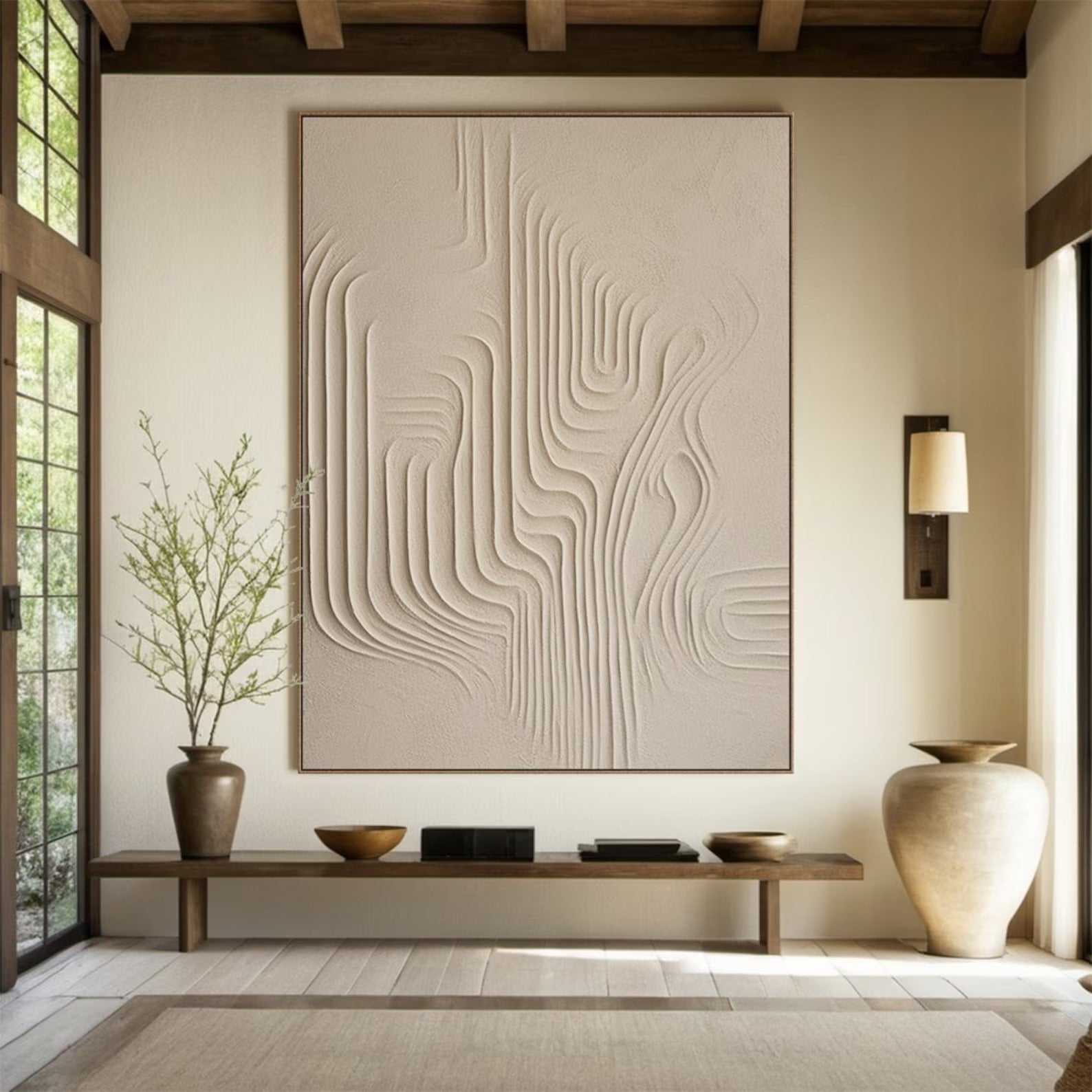 Carved Line - Large Abstract Textured Painting