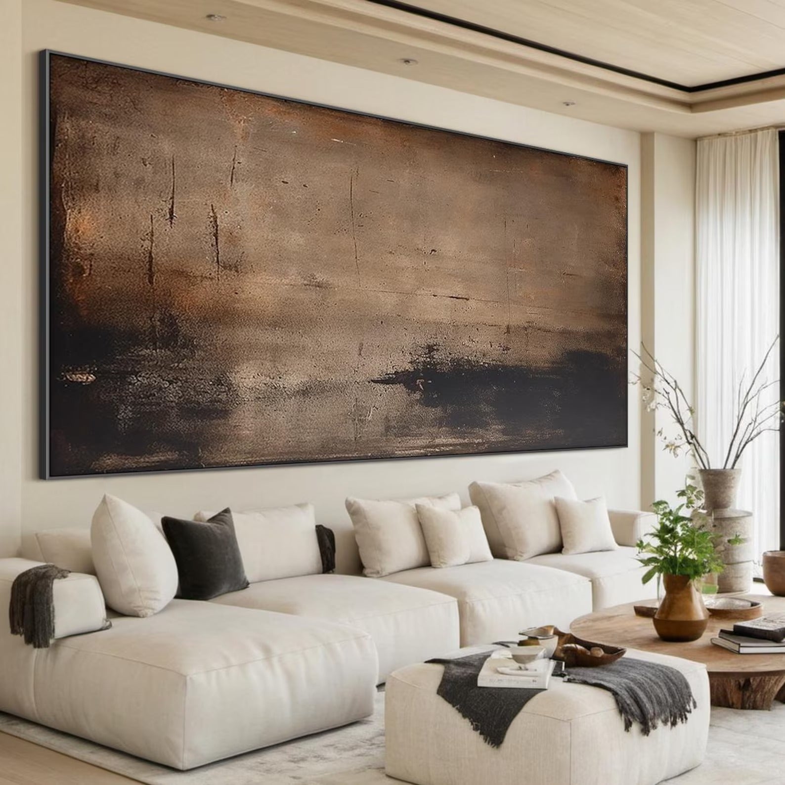 A Field of Brown - Large Abstract Textured Painting