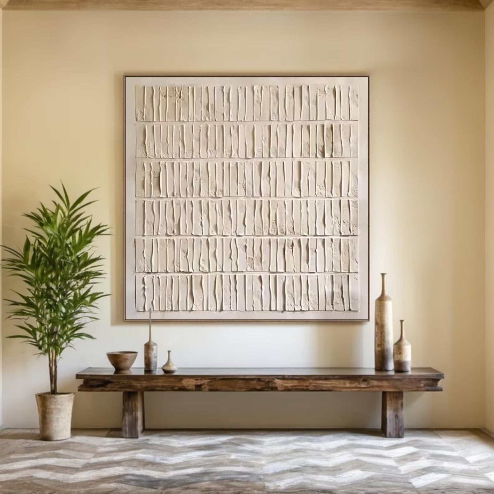 Beige Texture Art - Large Abstract Textured Painting