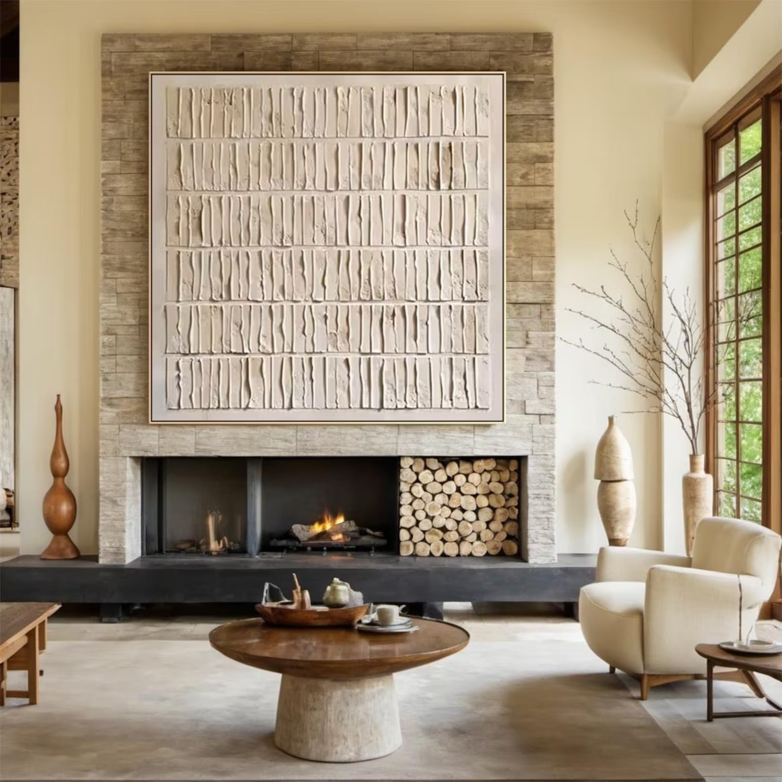 Beige Texture Art - Large Abstract Textured Painting