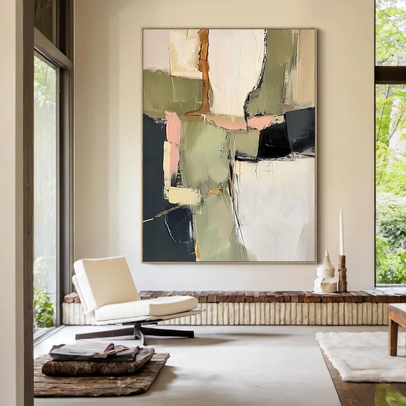 The Color Block Dance - Large Textured Painting