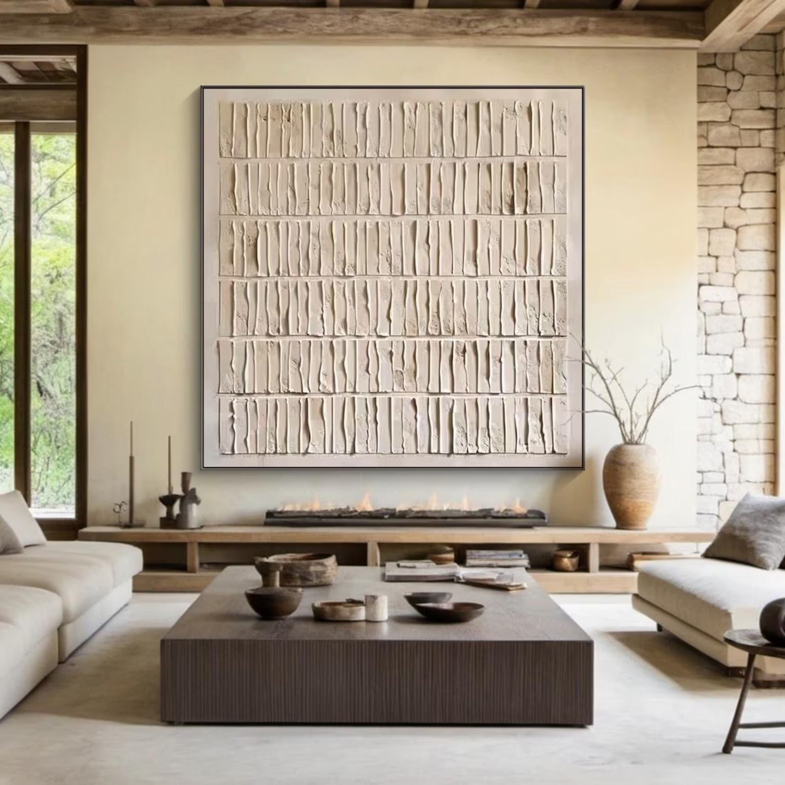 Beige Texture Art - Large Abstract Textured Painting