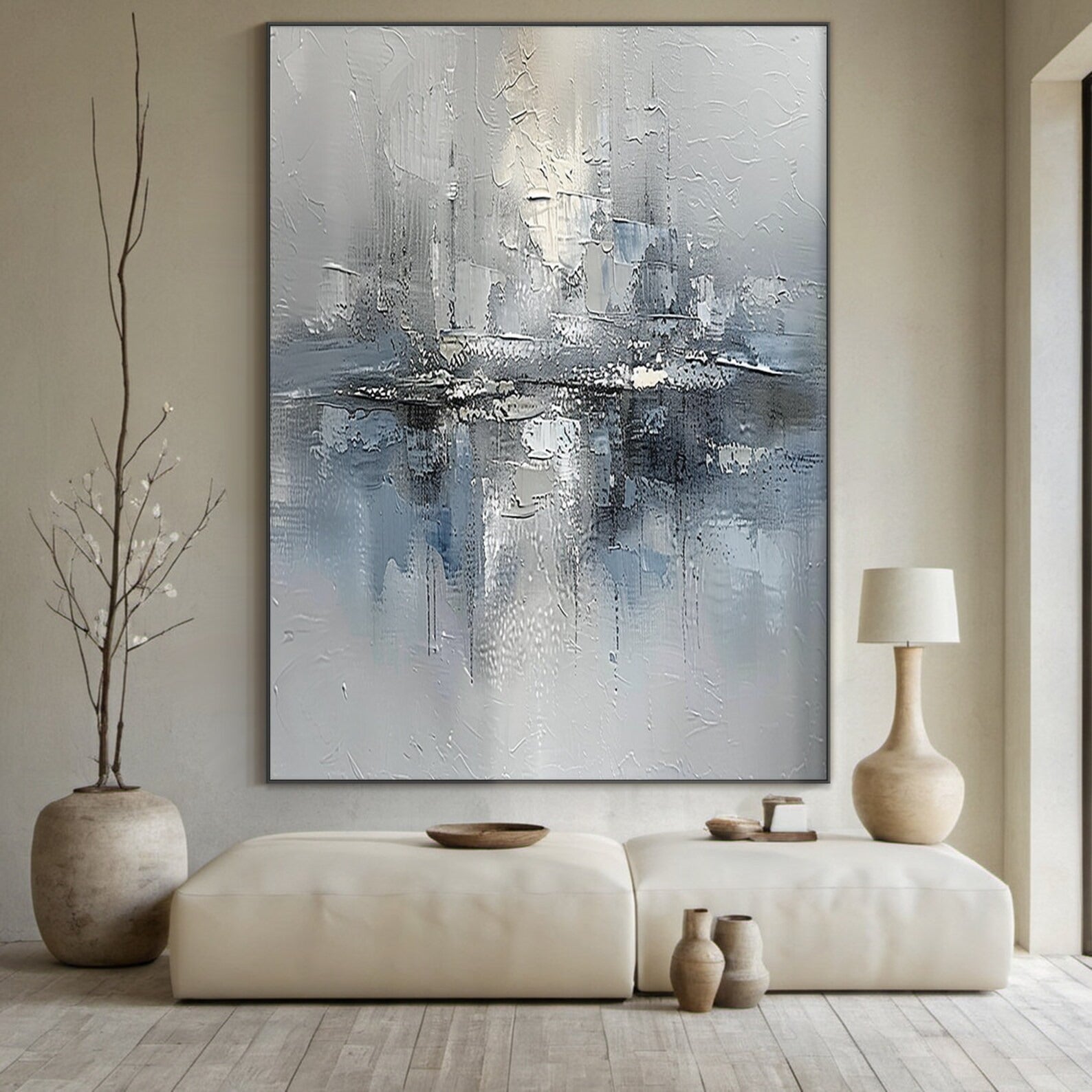 Tender Space - Large Abstract Textured Painting