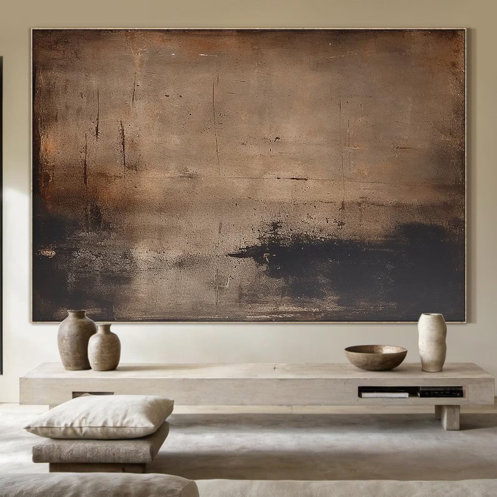 A Field of Brown - Large Abstract Textured Painting