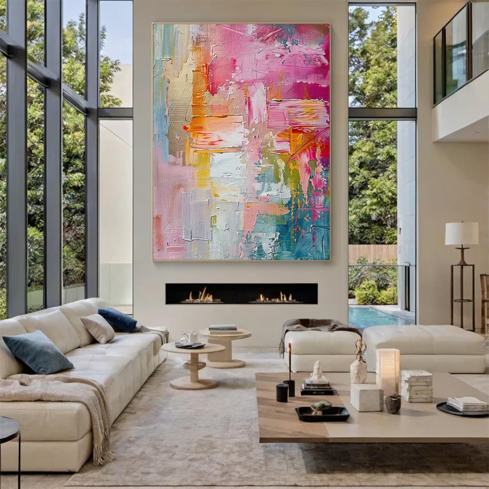 Soft Landing - Large Abstract Textured Painting