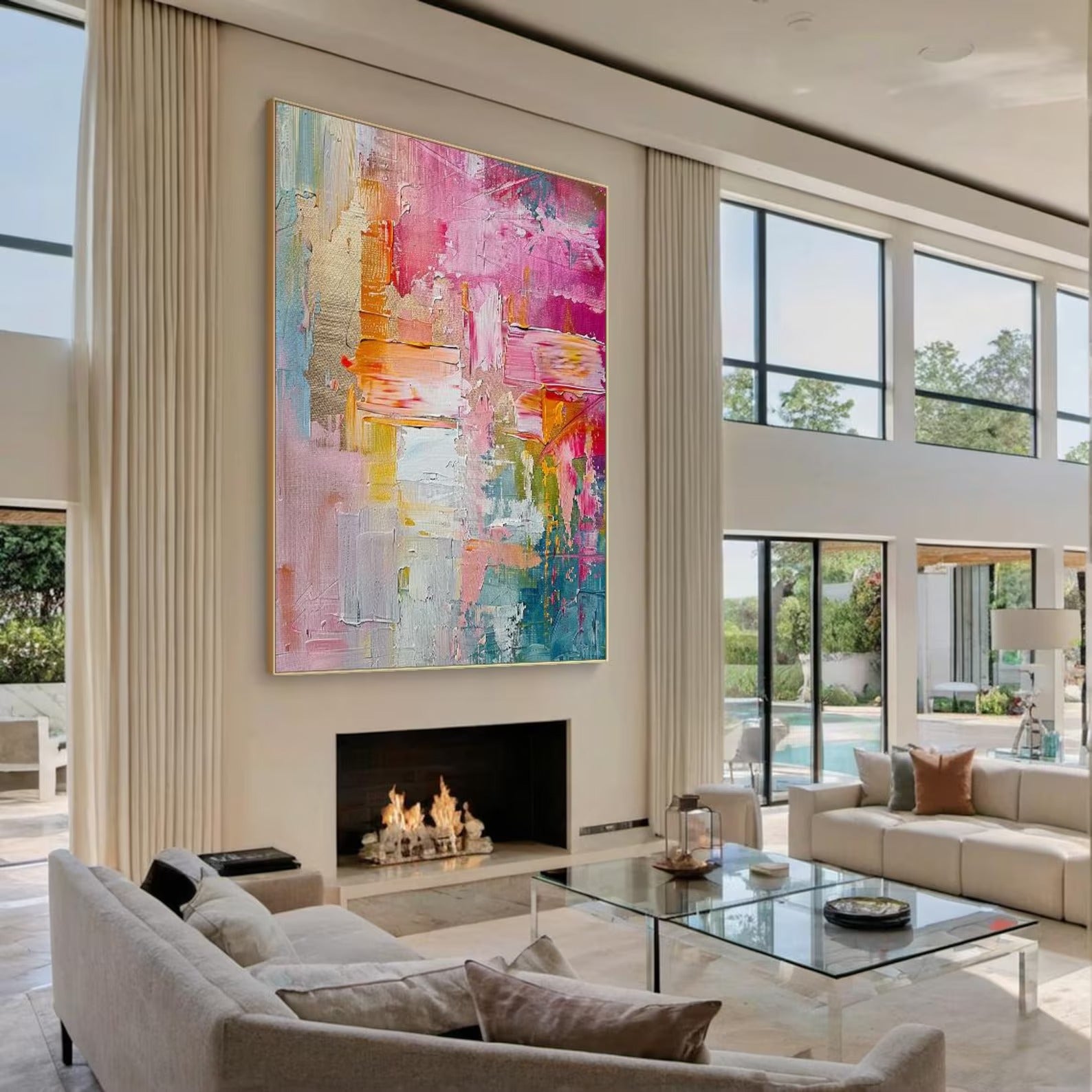 Soft Landing - Large Abstract Textured Painting