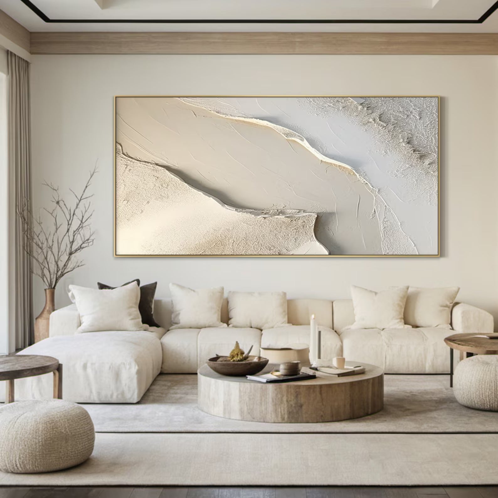 Beige Texture Wall Art - Large Abstract Textured Painting