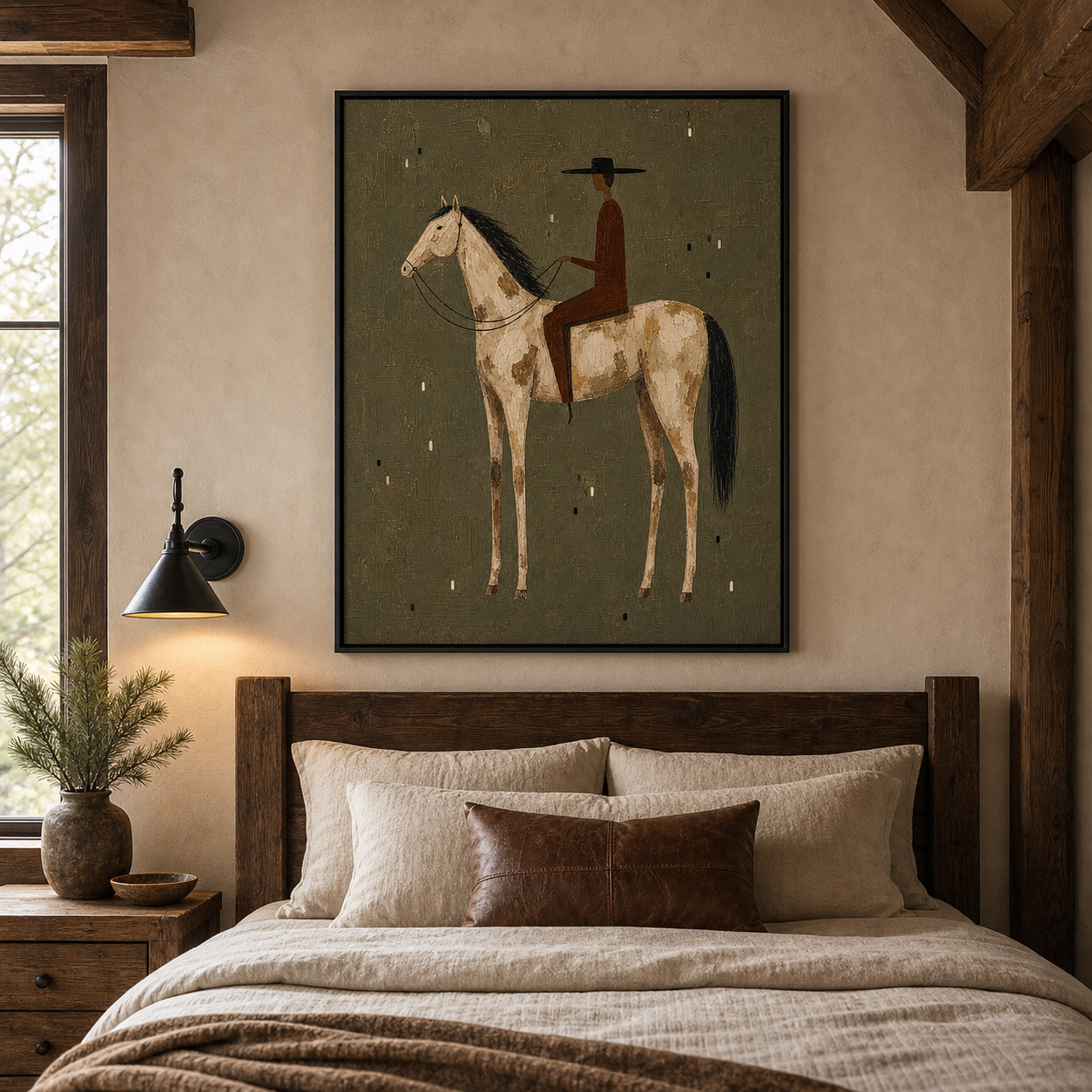 Original Hand Painted Horse Painting, Dappled Horse Rider Canvas Wall Art